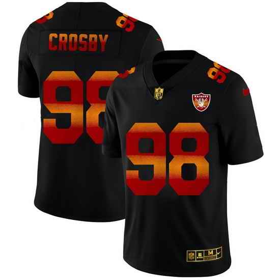 Las Vegas Raiders 98 Maxx Crosby Men Black Nike Red Orange Stripe Vapor Limited NFL Jersey